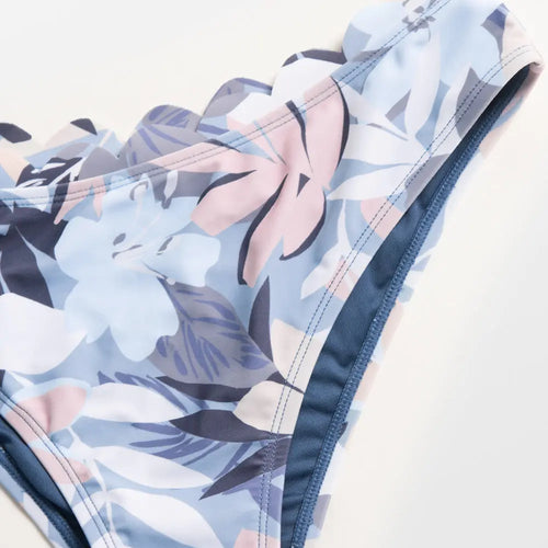 Cute Green Floral Scalloped Bikini Sets Women Swimsuit - Onuvéa