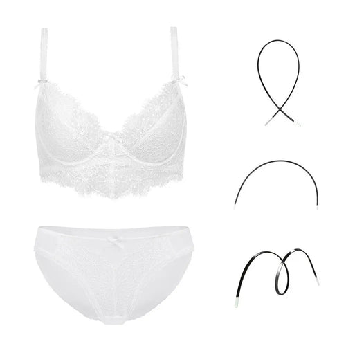 Fashion Transparent Women Bra And Panties Set Embroidery Lingerie Plus - Onuvéa